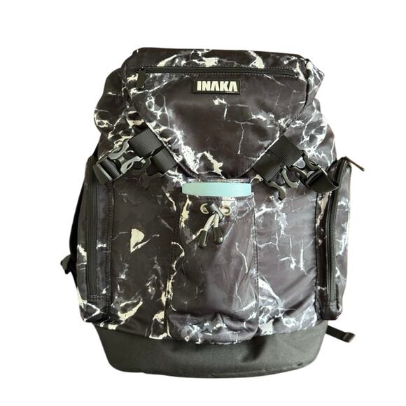 Inaka Power Backpack School Outdoors Black White Pockets Commuter Sports Unisex - Picture 2 of 11